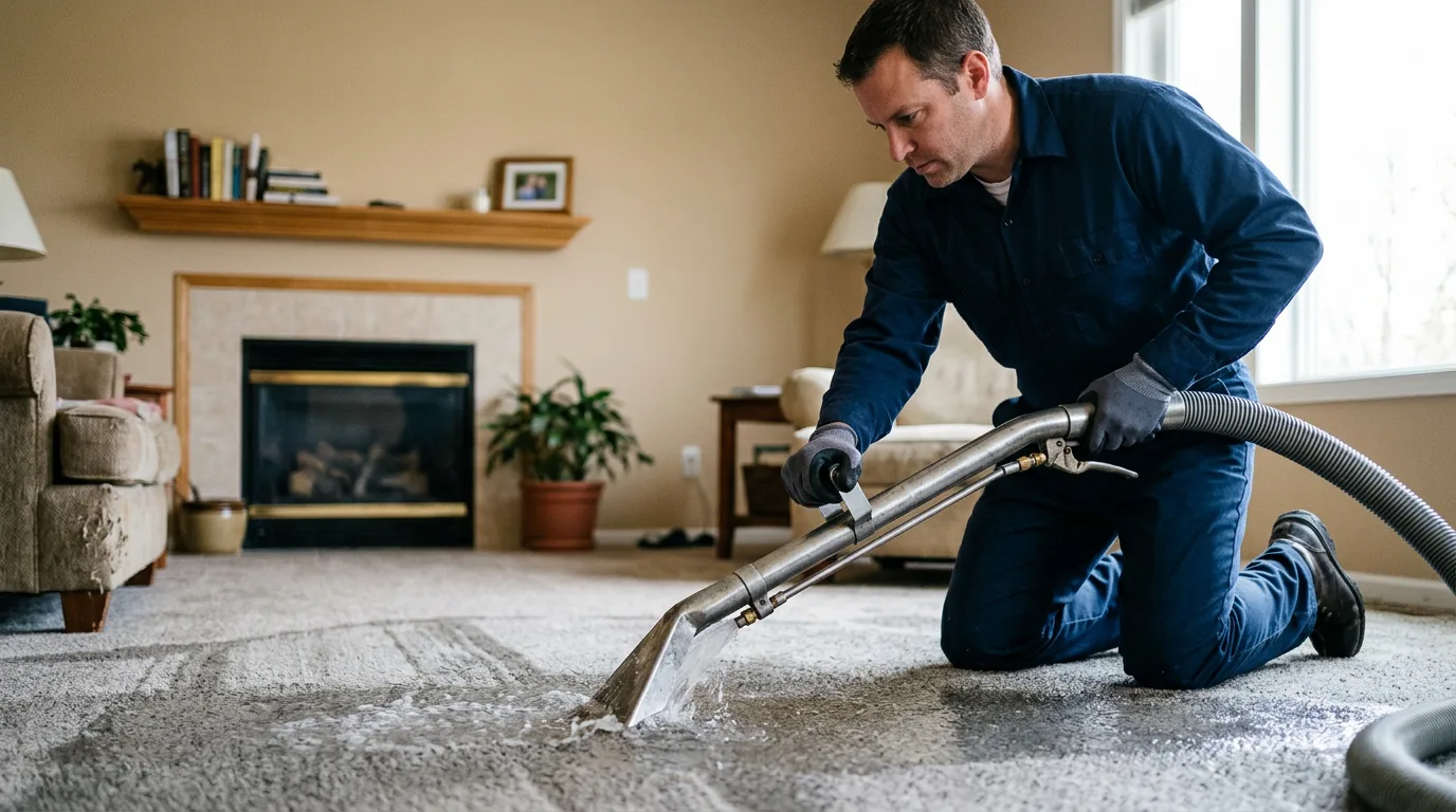 Water damage restoration technician working near Liberty, KY